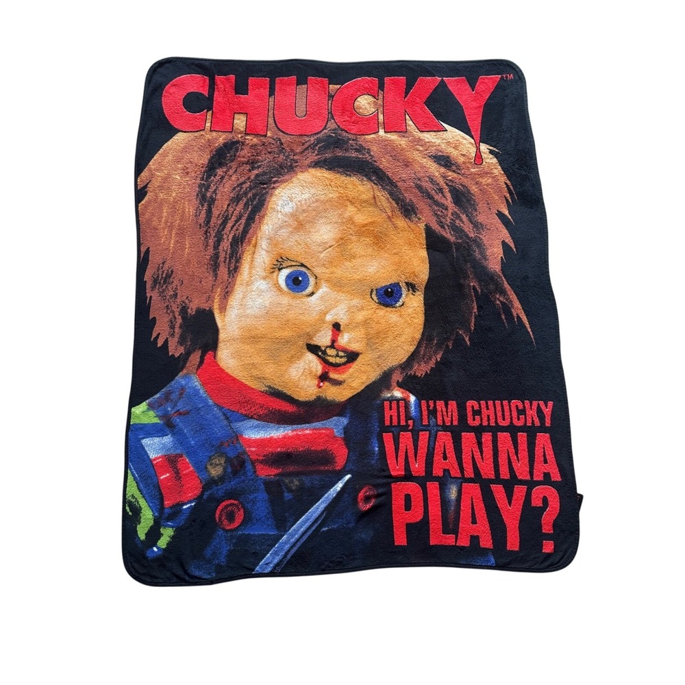 Chucky Child's Play Horror Movie Fleece Throw Blanket 60x48 Wanna Play Graphic